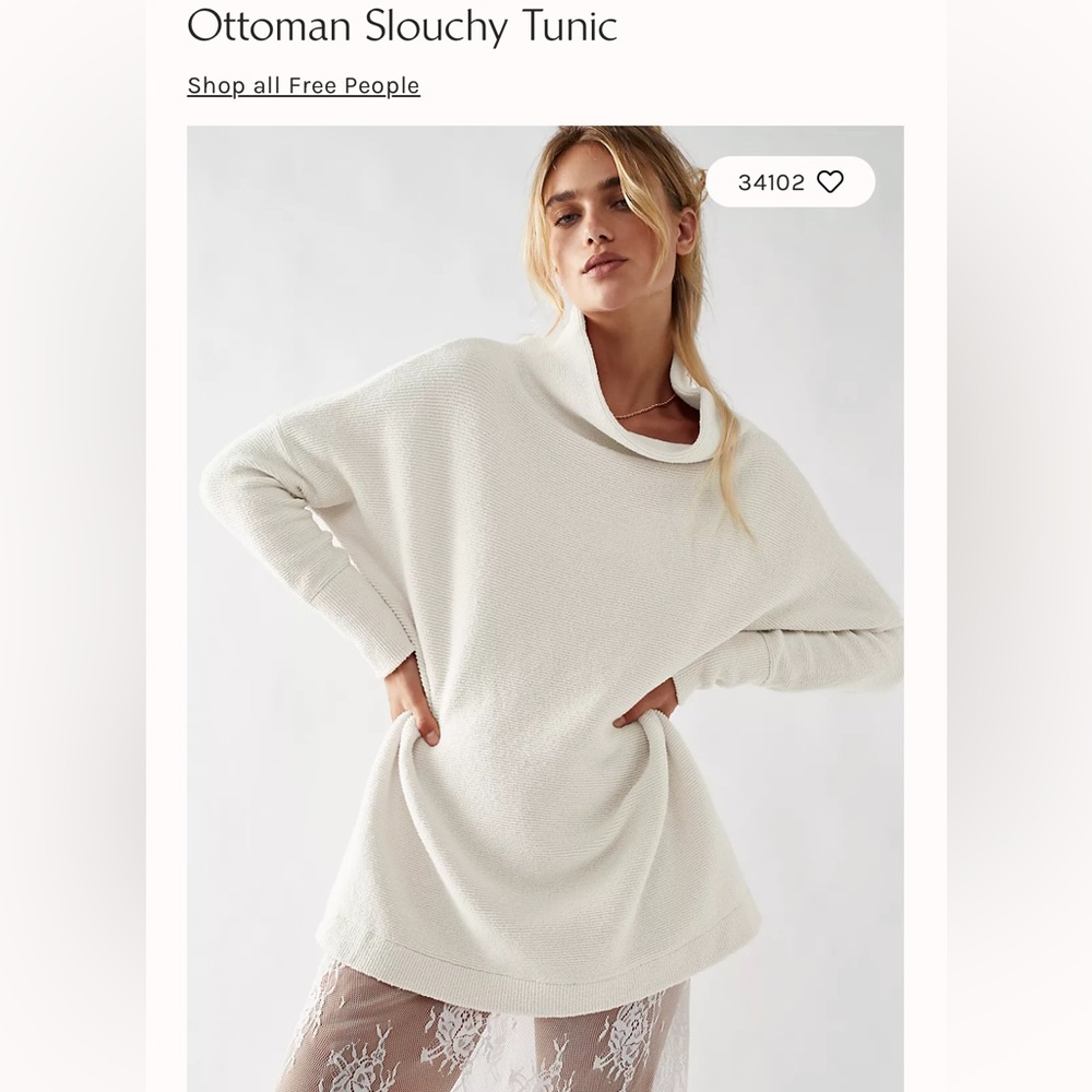 Free People Ottoman Slouchy Tunic size M, Medium NWT beige color